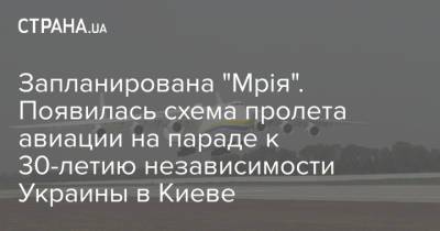 Запланирована "Мрія". Появилась схема пролета авиации на параде к 30-летию независимости Украины в Киеве