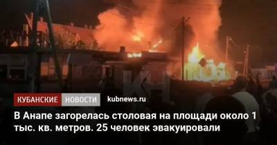 В Анапе загорелась столовая на площади около 1 тыс. кв. метров. 25 человек эвакуировали