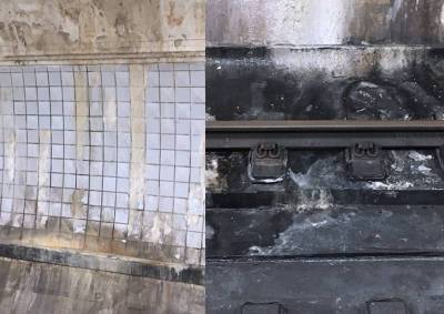 Москвичи сообщили о многочисленных протечках на стенах станции метро
