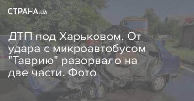 ДТП под Харьковом. От удара с микроавтобусом "Таврию" разорвало на две части. Фото