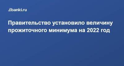 Правительство установило величину прожиточного минимума на 2022 год