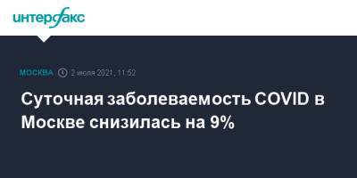 Суточная заболеваемость COVID в Москве снизилась на 9%