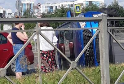 В Приморском районе произошло ДТП с «перевёртышем»