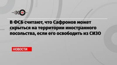 В ФСБ считают, что Сафронов может скрыться на территории иностранного посольства, если его освободить из СИЗО