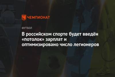 В российском спорте будет введён «потолок» зарплат и оптимизировано число легионеров