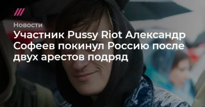 Участник Pussy Riot Александр Софеев покинул Россию после двух арестов подряд