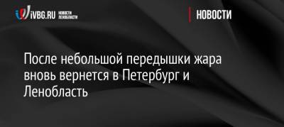 После небольшой передышки жара вновь вернется в Петербург и Ленобласть