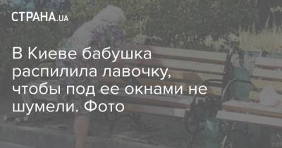 В Киеве бабушка распилила лавочку, чтобы под ее окнами не шумели. Фото