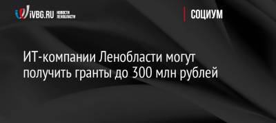 ИТ-компании Ленобласти могут получить гранты до 300 млн рублей