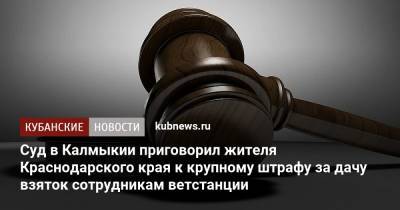 Суд в Калмыкии приговорил жителя Краснодарского края к крупному штрафу за дачу взяток сотрудникам ветстанции