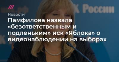 Памфилова назвала «безответственным и подленьким» иск «Яблока» о видеонаблюдении на выборах