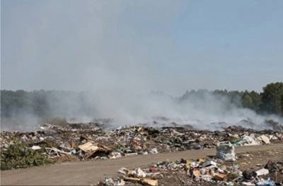 В Каслях произошел большой пожар на мусорном полигоне