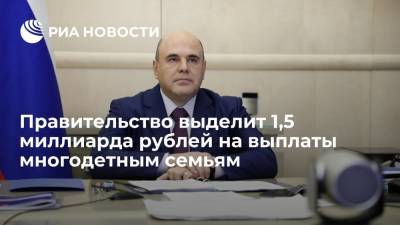 Премьер Мишустин: почти 1,5 миллиарда рублей выделят на выплаты семьям с третьим ребенком
