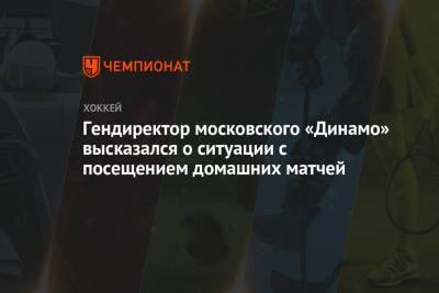 Гендиректор московского «Динамо» высказался о ситуации с посещением домашних матчей