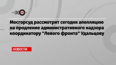 Мосгорсуд рассмотрит сегодня апелляцию на продление административного надзора координатору «Левого фронта» Удальцову
