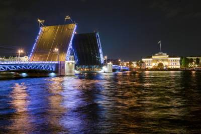 Дворцовый мост окрасят в цвета Андреевского флага в День ВМФ