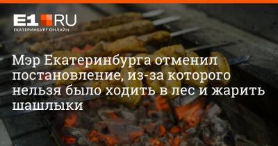 Мэр Екатеринбурга отменил постановление, из-за которого нельзя было ходить в лес и жарить шашлыки