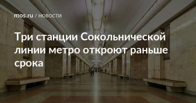 Три станции Сокольнической линии метро откроют раньше срока