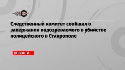 Следственный комитет сообщил о задержании подозреваемого в убийстве полицейского в Ставрополе