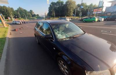 Audi сбил мужчину на электросамокате на пр. Машерова в Минске