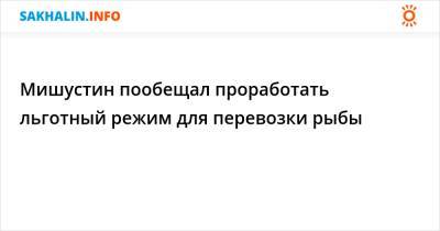 Мишустин пообещал проработать льготный режим для перевозки рыбы