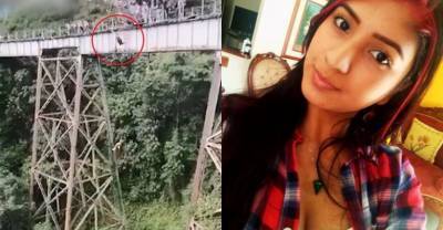 На видео попало, как экстремалка погибла на глазах у возлюбленного, с которым вместе прыгала с моста