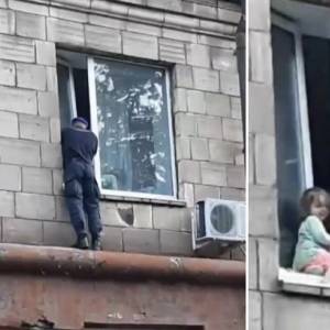 В Запорожье нацгвардеец спас 2-летнюю девочку от падения из окна. Видео