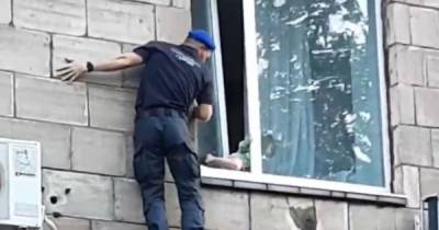 В Запорожье нацгвардеец спас девочку, которая чуть не выпала из окна, отправившись искать родителей (видео)