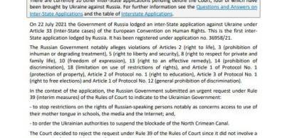 ЕСПЧ отклонил первые ​претензии Российской Федерации к Украине: документ