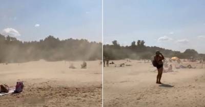 Видео: на пляже Вецаки — песчаный вихрь