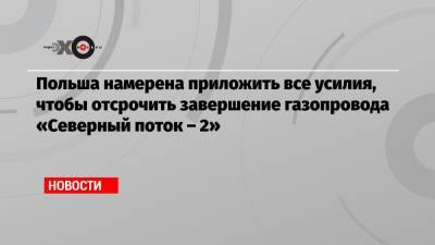 Польша намерена приложить все усилия, чтобы отсрочить завершение газопровода «Северный поток – 2»