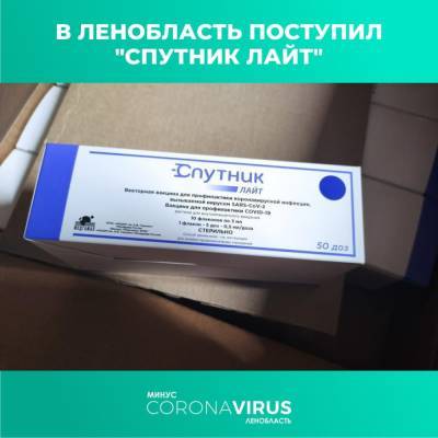 Ленобласть получила первую партию вакцины «Спутник Лайт»