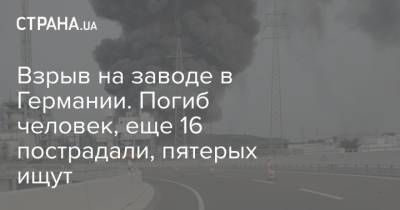 Взрыв на заводе в Германии. Погиб человек, еще 16 пострадали, пятерых ищут