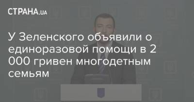 У Зеленского объявили о единоразовой помощи в 2 000 гривен многодетным семьям