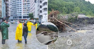 Грузию накрыли мощные ливни: вода затопила города, оползни разрушили дороги и мосты. Фото и видео