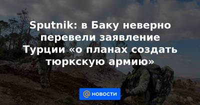 Sputnik: в Баку неверно перевели заявление Турции «о планах создать тюркскую армию»