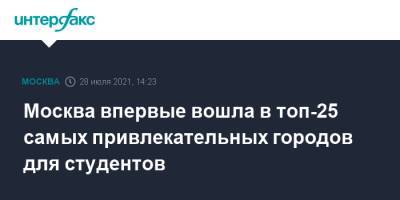 Москва впервые вошла в топ-25 самых привлекательных городов для студентов