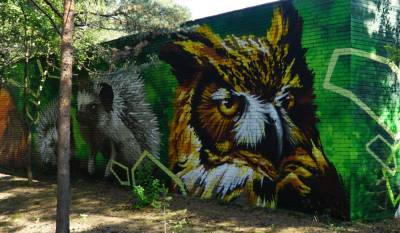 Приморский парк в Сосновом Бору украсили граффити с животными — фото
