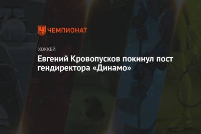 Евгений Кровопусков покинул пост гендиректора «Динамо»