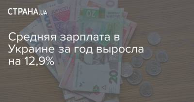 Средняя зарплата в Украине за год выросла на 12,9%
