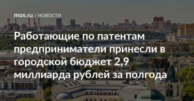 Работающие по патентам предприниматели принесли в городской бюджет 2,9 миллиарда рублей за полгода