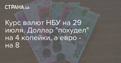 Курс валют НБУ на 29 июля. Доллар "похудел" на 4 копейки, а евро - на 8