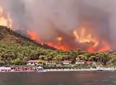 Видео: в турецком Мармарисе эвакуируют туристов из-за лесных пожаров