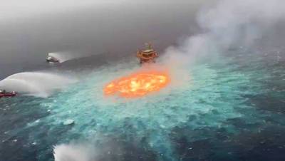 Подводный пожар в Мексиканском заливе попал на видео