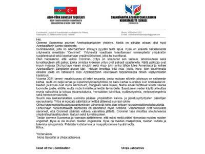 Азербайджанцы Финляндии обратились к международным организациям в связи с загрязнением Арменией реки Охчучай