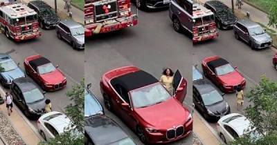 Женщина бросила свой автомобиль на дороге и отправилась за покупками: пожарная машина не смогла проехать