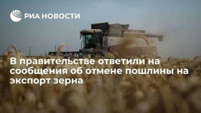 В правительстве не обсуждают отмену по8шлины на экспорт зерна из России