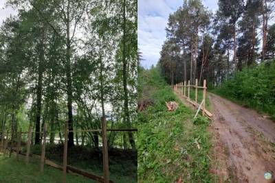 В Тюменском районе неизвестные огородили речку Ушаковка деревянными заборами