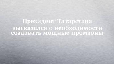 Президент Татарстана высказался о необходимости создавать мощные промзоны