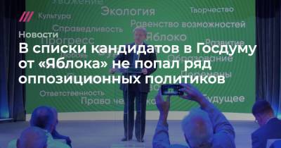 В списки кандидатов в Госдуму от «Яблока» не попал ряд оппозиционных политиков